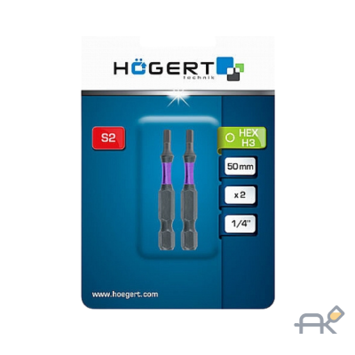 Биты ударные HEX3 50мм сталь S2 2шт. HOEGERT HT1S175